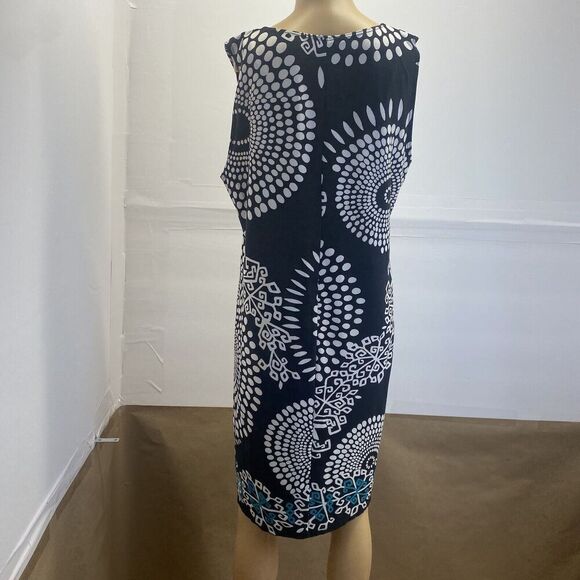 TATIANA B Women’s Size L Black White Embroidered Beaded Sleeveless Retro Dress - Picture 3 of 13